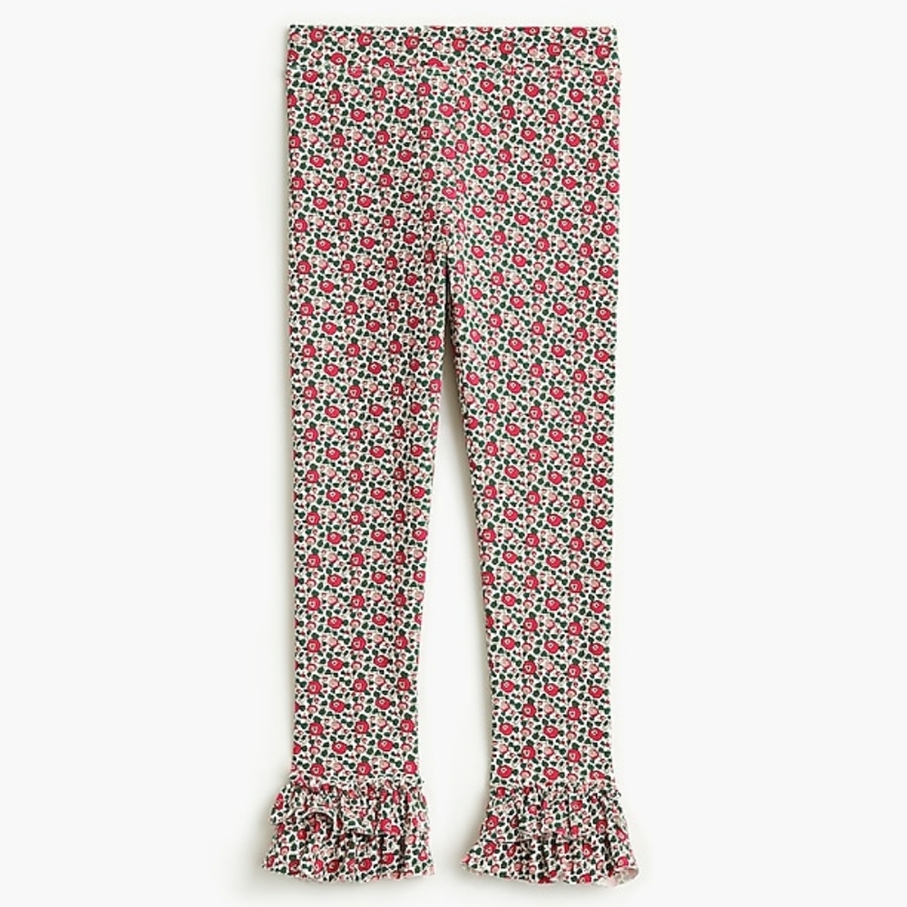 Crewcuts J. Crew Girls Ruffle Leggings in Pink Floral Roses NWT